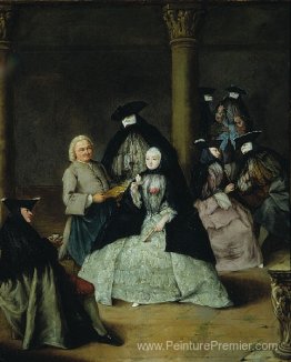 Parti masquée dans une cour