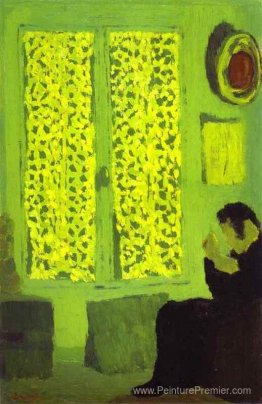 L'intérieur vert ou la figure devant une fenêtre avec dessin