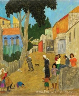 Famille dans un village