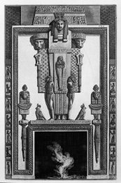 Le foyer garni par une grande caryatide de style égyptien, à par