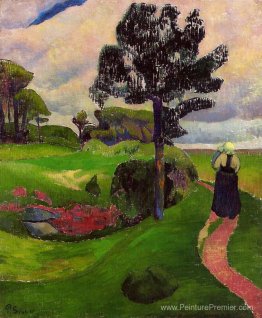 Mère et enfant dans un paysage breton
