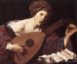 Femme jouant du luth