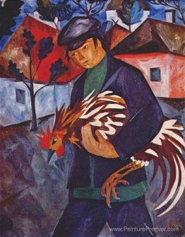 Garçon avec coq
