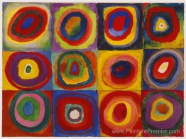 Étude des couleurs: carrés avec cercles concentriques