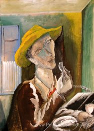 Homme avec le chapeau jaune