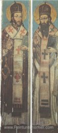 Icône de St. John Chrysostom et Saint-Basil le Grand du village