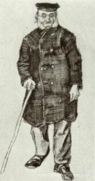 Homme orphelin avec capuchon et bâton