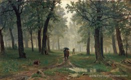 Pluie dans la forêt de chênes