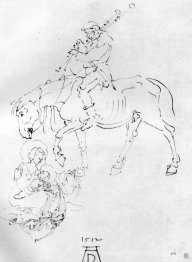 Madonna et enfant avec des cornemuseurs