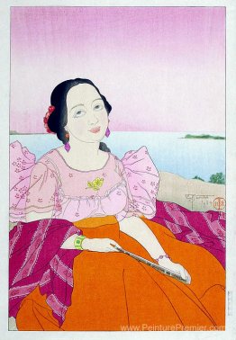 Portrait d'une femme chamorro - rouge
