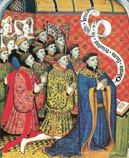 Miniature du comte de Westmorland avec ses douze enfants