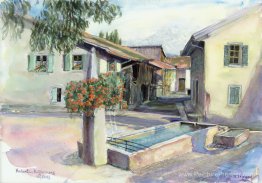 Fontaine dans le village de Saint-Triphon, Canton Vaud, Suisse
