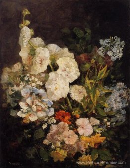 Pulvérisation de fleurs - hollyhocks