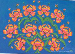 Un tas de fleurs rouges le jour de l'armée de lecture