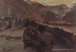 Dans le Caucase. Mountaineers assis