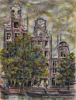 Vue depuis la fenêtre de l'hôtel, Prisenstraat Amsterdam, Hollan