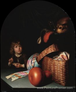 Nature morte avec un garçon souffle de savon bulles