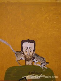 L'homme avec chat et libellule