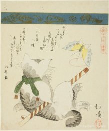 Chat jouant avec un papillon jouet