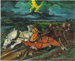 Chevaux avec tempête