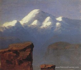 Le haut du mont Elbrus au soleil