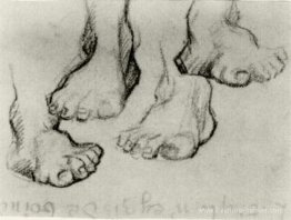 Quatre croquis d'un pied