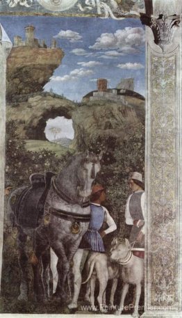 Cheval et marié avec des chiens de chasse, de la caméra degli sp