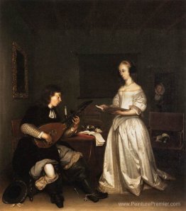 Le duo: le chanteur et le joueur de théorbo