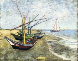 Bateaux de pêche sur la plage de Les Saites-Maries-de-la-Mer