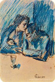 Homme et femme avec enfant au café