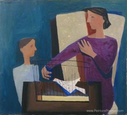 Garçon et une cage d'oiseau