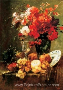 Vie morte avec des fleurs et des fruits