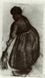 Femme paysanne avec balai