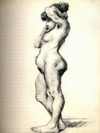 Femme debout nue vue de côté