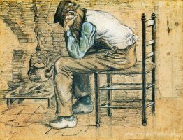 Paysan assis près de la cheminée (usé)