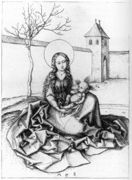 Madonna et enfant dans la couryard