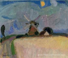Un moulin à vent dans un paysage, het goboi
