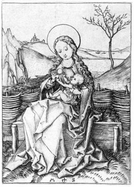Madonna sur le banc de gazon