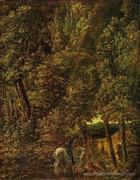Campagne de bois avec Saint George combattant le dragon