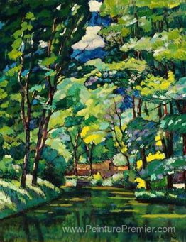 Paysage avec un étang