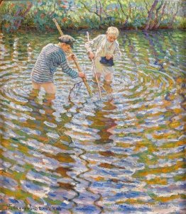 Garçons attrapant du poisson