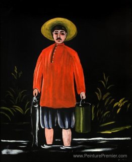 Pêcheur dans une chemise rouge