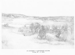 Paysage avec kurgan stèle