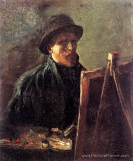 Autoportrait avec un chapeau en feutre noir au chevalet