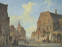 Vue de la vieille mairie à Arnhem, avec des éléments fantastique