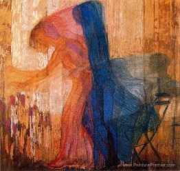 Femme cueillant des fleurs