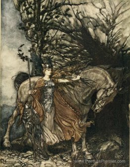 Brünnhilde avec son cheval, à l'embouchure de la grotte