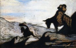 Don Quichote et Sancho Panza dans les montagnes