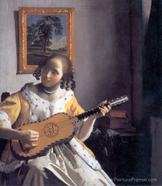 Youg Woman joue une guitare