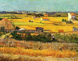 Récolte à La Crau, avec Montmajour en arrière-plan